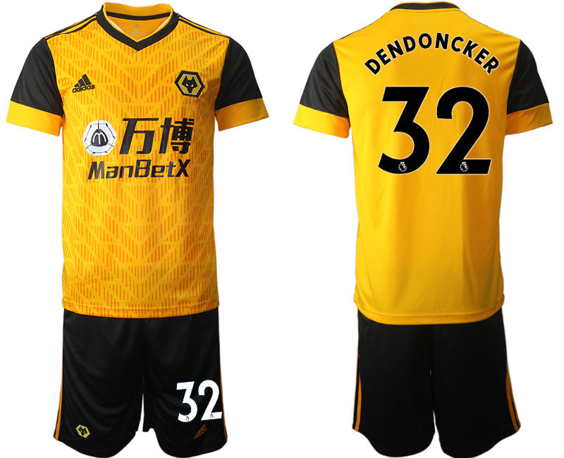 Men 2020-2021 club Wolverhampton Rangers home #32 yellow Soccer Jerseys->other club jersey->Soccer Club Jersey